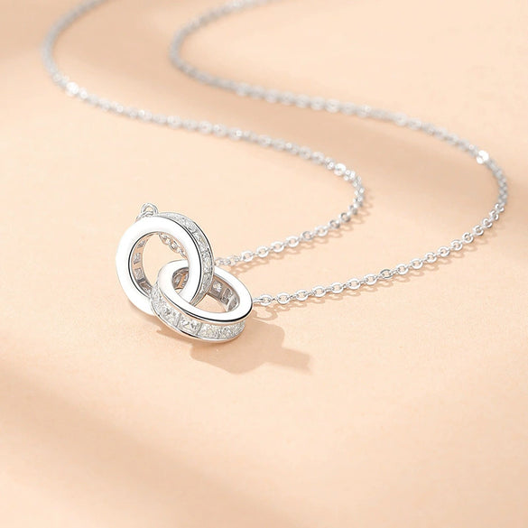 Women's S925 Silver Geometric Ring Pendant Necklace