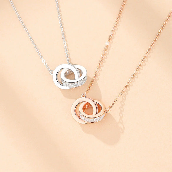 Women's S925 Silver Geometric Ring Pendant Necklace
