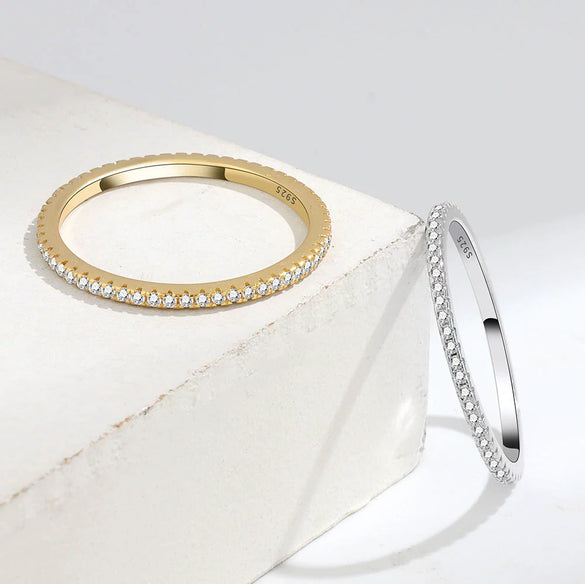 Women's S925 Silver Geometric Single Row Diamond Tail Ring With Electroplating