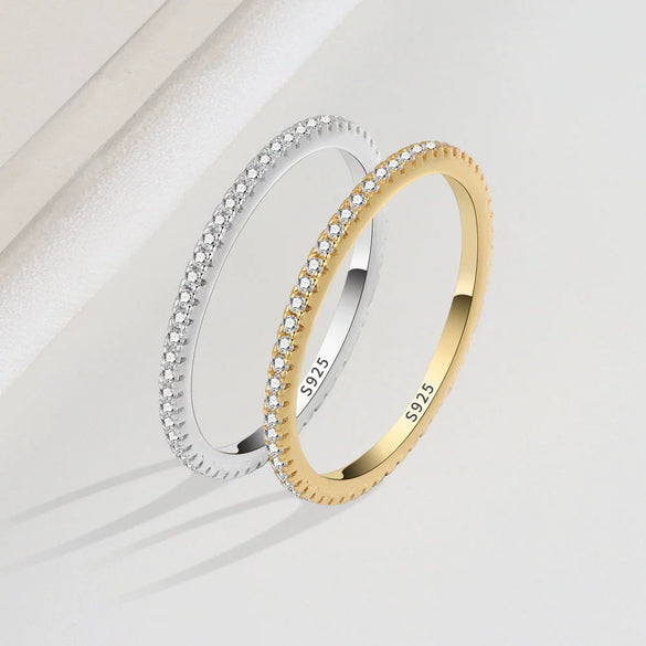 Women's S925 Silver Geometric Single Row Diamond Tail Ring With Electroplating
