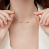 Women's S925 Silver Geometric Style Rainbow Zircon Cross Chain Necklace