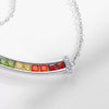 Women's S925 Silver Geometric Style Rainbow Zircon Cross Chain Necklace
