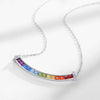 Women's S925 Silver Geometric Style Rainbow Zircon Cross Chain Necklace