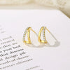 Women's S925 Silver Geometric Triangle Diamond Cut Out Electroplated Earrings