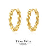 Women's S925 Silver Geometric Twist Ring Earrings With Electroplating