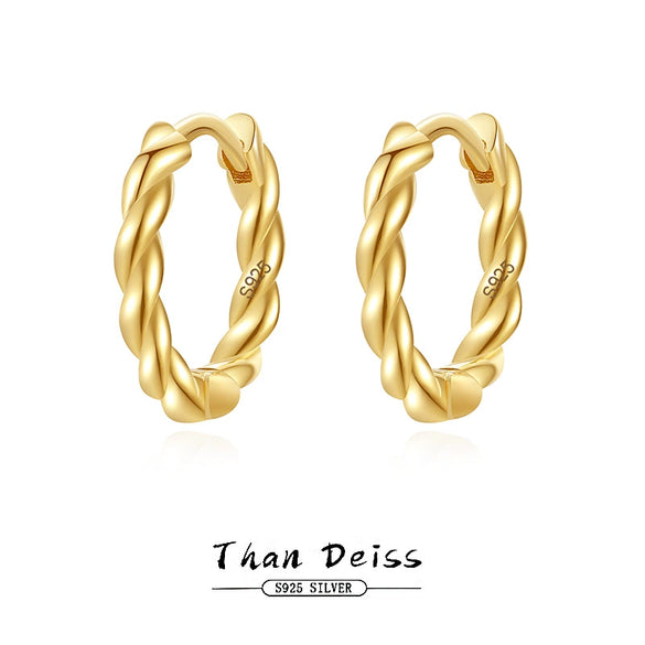 Women's S925 Silver Geometric Twist Ring Earrings With Electroplating