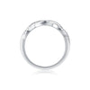Women's S925 Silver Geometric Twisted Edge Ring Set With Diamonds