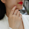 Women's S925 Silver Geometric Twisted Edge Ring Set With Diamonds