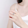 Women's S925 Silver Geometric Zircon Ring Sweet Romantic Six Claw Setting Electroplated Adjustable Open Wedding Jewelry