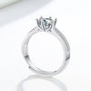 Women's S925 Silver Geometric Zircon Ring Sweet Romantic Six Claw Setting Electroplated Adjustable Open Wedding Jewelry