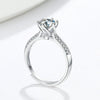 Women's S925 Silver Geometric Zircon Six Claw Wedding Ring Adjustable Electroplated Diamond Style Jewelry