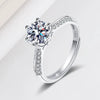 Women's S925 Silver Geometric Zircon Six Claw Wedding Ring Adjustable Electroplated Diamond Style Jewelry