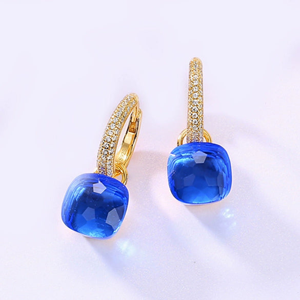 Women's S925 Silver Gold Plated Purple Candy Geometric Elegant Earrings