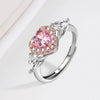 Women's S925 Silver Heart Ring With Zircon Inlay Electroplated Adjustable Open Ring