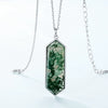 Women's S925 Silver Inlaid Water Grass Agate Geometric Clavicle Chain Necklace