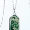 Women's S925 Silver Inlaid Water Grass Agate Geometric Clavicle Chain Necklace