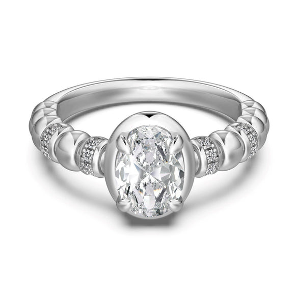 Women's S925 Silver Light Luxury Geometric Ice Flower Zircon High Carbon Ring Set