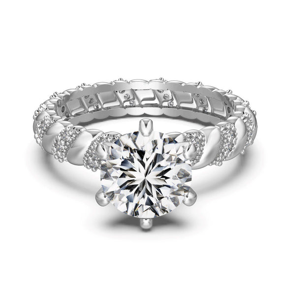 Women's S925 Silver Light Luxury Geometric Ice Flower Zircon High Carbon Ring Set