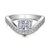 Women's S925 Silver Light Luxury Geometric Ice Flower Zircon High Carbon Ring Set
