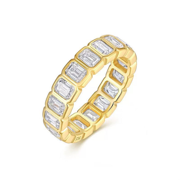 Women's S925 Silver Moissanite Geometric Ring Set With Diamonds Light Luxury Style