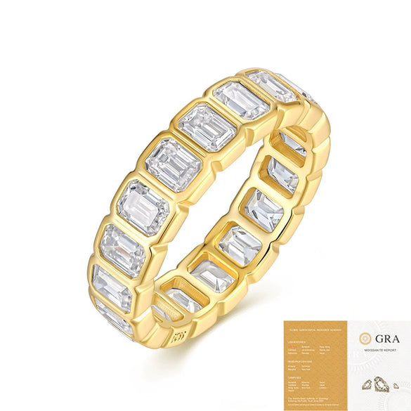 Women's S925 Silver Moissanite Geometric Ring Set With Diamonds Light Luxury Style