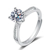 Women's S925 Silver Moissanite Geometric Six Claw Adjustable Ring With Electroplated Finish