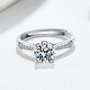 Women's S925 Silver Moissanite Geometric Six Claw Adjustable Ring With Electroplated Finish