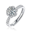 Women's S925 Silver Moissanite Heart Shaped Flower Blooming Adjustable Ring With Electroplating