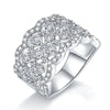 Women's S925 Silver Moissanite Inlaid Geometric Ring Luxury Highend