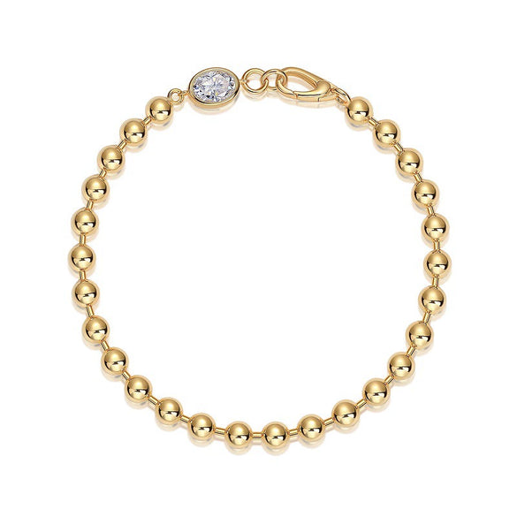 Women's S925 Silver Moissanite Inlay Geometric Round Bead Fashion Bracelet