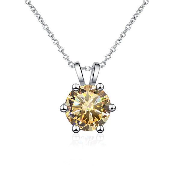 Women's S925 Silver Moissanite Pendant Necklace With Animal Zodiac Pattern And Round Shape Set With Precious Stones