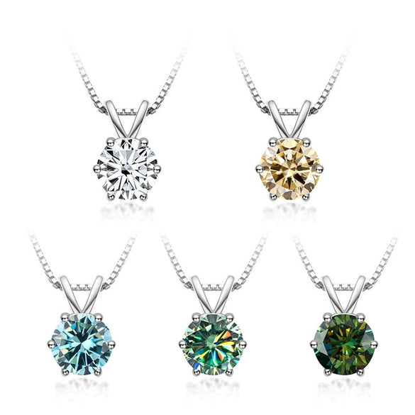 Women's S925 Silver Moissanite Pendant Necklace With Animal Zodiac Pattern And Round Shape Set With Precious Stones