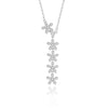 Women's S925 Silver Natural Plant Flowers Geometry Pendant Necklace With Micro Diamond And Cross Chain