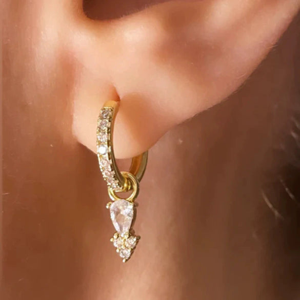 Women's S925 Silver Needle And Copper Earrings With Zirconia Geometric And Ushaped Dropshaped Design