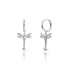 Women's S925 Silver Needle And Copper Insect U Shaped Dragonfly Pendant Earrings Set With Zirconia