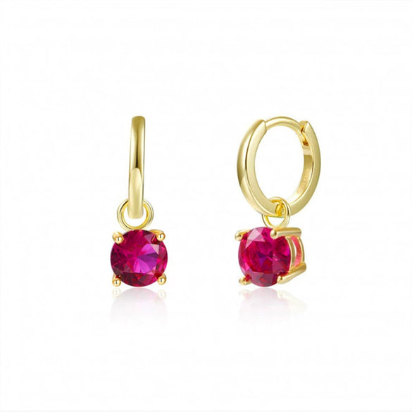 Women's S925 Silver Needle Copper Round Zircon Earrings Inlaid With Colorful Rhinestones Geometric Style