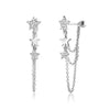 Women's S925 Silver Needle Tassel Earrings With Fivepointed Star Design Exaggerated Simple Cold Wind Style Platinum Or 18K Gold Electroplated