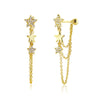 Women's S925 Silver Needle Tassel Earrings With Fivepointed Star Design Exaggerated Simple Cold Wind Style Platinum Or 18K Gold Electroplated