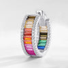 Women's S925 Silver Rainbow Circle Earrings With Mossam Drill And Geometric Design