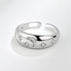 Women's S925 Silver Retro Light Luxury Geometric Star And Moon Adjustable Open Ring With Electroplated Finish