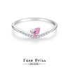 Women's S925 Silver Ring With Drop Shape And Pink Zircon Diamond Design Simple Natural Style