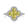 Women's S925 Silver Ring With Geometric Style And Sunflower Pattern Electroplated