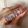Women's S925 Silver Ring With Heart Shape And Geometric Pattern Electroplated Set With 8A Zircon And Rhinestone Elegant Style