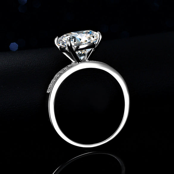 Women's S925 Silver Ring With Moissanite And Rhombus Design