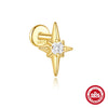 Women's S925 Silver Simple Elegant Compact Zircon Flat Puncture Earrings With Flower Design And Electroplating