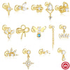 Women's S925 Silver Simple Elegant Compact Zircon Flat Puncture Earrings With Flower Design And Electroplating