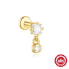 Women's S925 Silver Simple Elegant Compact Zircon Flat Puncture Earrings With Flower Design And Electroplating