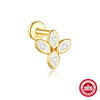Women's S925 Silver Simple Elegant Compact Zircon Flat Puncture Earrings With Flower Design And Electroplating