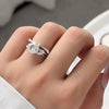 Women's S925 Silver Wave Style Light Luxury Ring With Ice Flower Cut High Carbon Diamond And Electroplating