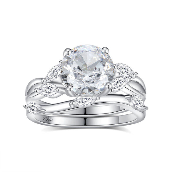 Women's S925 Silver Wave Style Light Luxury Ring With Ice Flower Cut High Carbon Diamond And Electroplating